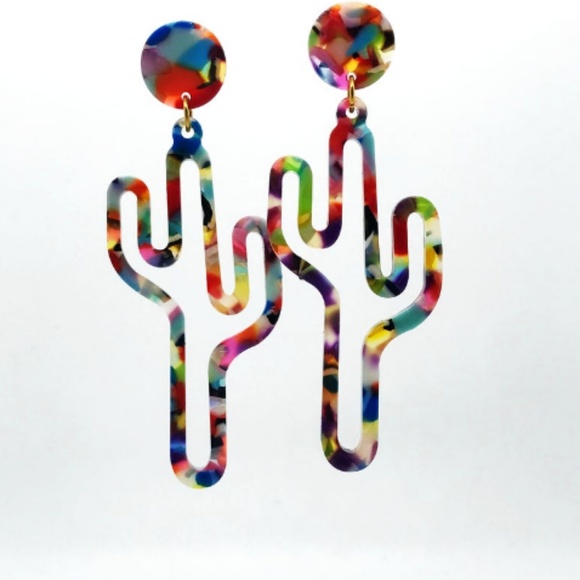 Cactus colorful Earrings - Picture 1 of 3